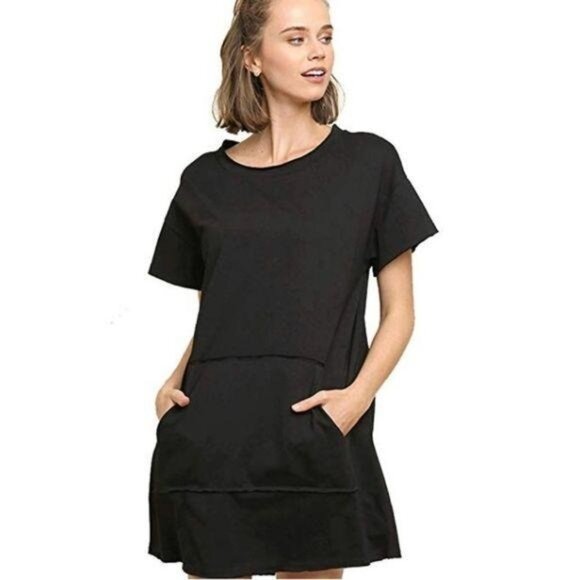 Umgee Cotton Black Cover-Up Dress - Picture 1 of 2